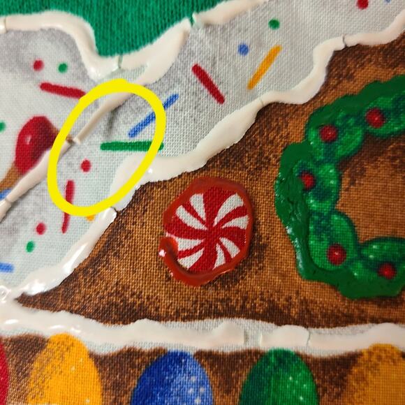 Vintage Christmas Ugly  Sweater Cozy Gingerbread House Granny Core Handmade L - Picture 8 of 10